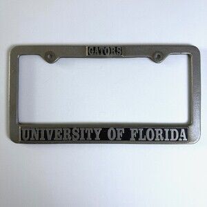 Vintage University of Florida Gators License Plate Frame Heavy Duty Pewter RICO